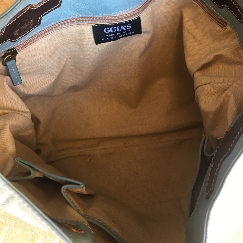 VtG RaRe🐬GuIa’S GeNuiNe ItaLiAn CalF sKin LeAtHer Teal BlUe BaMb0o HoB0 🔥 - Picture 3 of 12